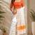 white chanderi cotton floral printed ready to wear saree