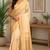 cream chanderi cotton plain printed pre-stitched saree