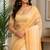 cream chanderi cotton plain printed pre-stitched saree