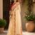 cream chanderi cotton plain printed ready to wear saree