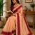 peach chanderi cotton plain printed pre-stitched saree