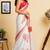 white chanderi cotton floral printed ready to wear saree
