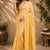 mustard yellow chanderi cotton checkered printed ready to wear saree