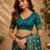 deep teal chanderi cotton floral jaal printed pre-stitched saree