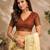 light beige chanderi cotton kalamkari printed pre draped saree