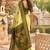 lemon green chanderi cotton motifs printed pre-stitched saree
