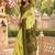 lemon green chanderi cotton motifs printed pre-stitched saree