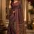 navy blue chanderi cotton kalamkari floral jaal printed pre-stitched saree