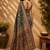peacock green chanderi cotton floral jaal printed pre-stitched saree