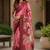 onion pink chanderi cotton floral motifs printed pre draped saree