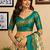 cream & rama green chanderi cotton chevron/zig-zag printed pre-stitched saree