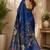 navy blue chanderi cotton kalamkari printed ready to wear saree