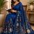 navy blue chanderi cotton kalamkari printed ready to wear saree