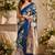 navy blue chanderi cotton multicolor floral printed pre draped saree