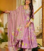 Pink heavy digital printed pure maslin salwar-kameez