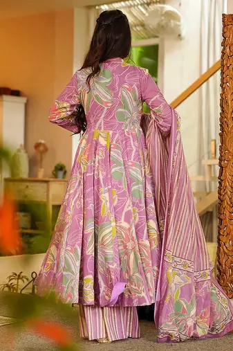 Pink heavy digital printed pure maslin salwar-kameez