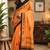orange chanderi cotton geomatric & floral printed ready made saree