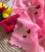 Pink Color  gota work Organza Saree