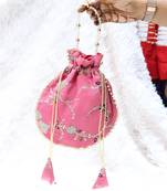 Pink color pearl handle designer embroidery batwa