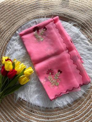 Pink Color  gota work Organza Saree 4