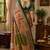 multicolor chanderi cotton kamdhenu grid printed pre draped saree