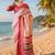 off white chanderi cotton ikat printed pre-stitched saree