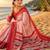 off white chanderi cotton ikat printed pre-stitched saree