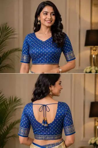 cream chanderi cotton peacock motifs printed ready to wear saree