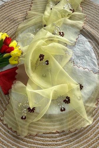 Yellow Color  gota work Organza Saree
