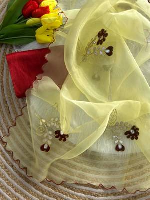 Yellow Color  gota work Organza Saree 2