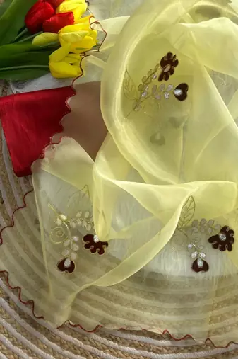 Yellow Color  gota work Organza Saree