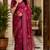 wine chanderi cotton floral jaal printed ready made saree