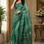 forest green chanderi cotton batik style printed pre draped saree