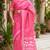 baby pink chanderi cotton bandhani printed pre draped saree