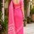 baby pink chanderi cotton bandhani printed pre draped saree