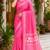 baby pink chanderi cotton bandhani printed pre draped saree
