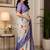 cream & lavender chanderi cotton bird motifs printed pre-stitched saree