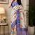 cream & lavender chanderi cotton bird motifs printed pre-stitched saree