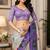 cream & lavender chanderi cotton bird motifs printed pre-stitched saree