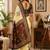 cream chanderi cotton black floral vine prints printed pre draped saree