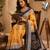 mustard chanderi cotton bagru print printed pre-stitched saree