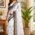 white chanderi cotton contemporary digital print printed ready to wear saree
