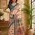 peach chanderi cotton geometric/floral motifs printed pre draped saree