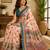 peach chanderi cotton geometric/floral motifs printed pre draped saree