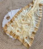 Cream Color  Gota Patti  Work  Georgette Silk Saree