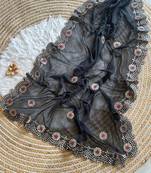 Black Color  Gota Patti  Work  Georgette Silk Saree