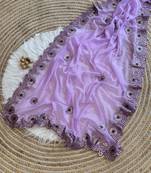 Lavender Color  Gota Patti  Work  Georgette Silk Saree