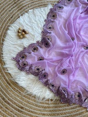 Lavender Color  Gota Patti  Work  Georgette Silk Saree 2