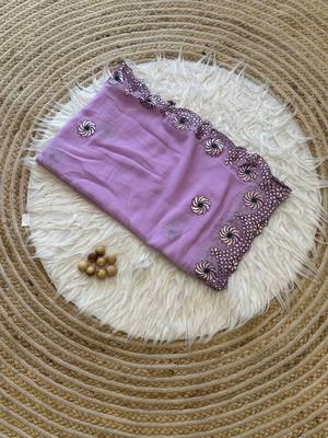 Lavender Color  Gota Patti  Work  Georgette Silk Saree 3