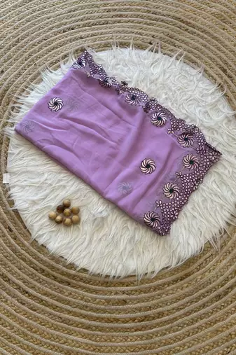 Lavender Color  Gota Patti  Work  Georgette Silk Saree